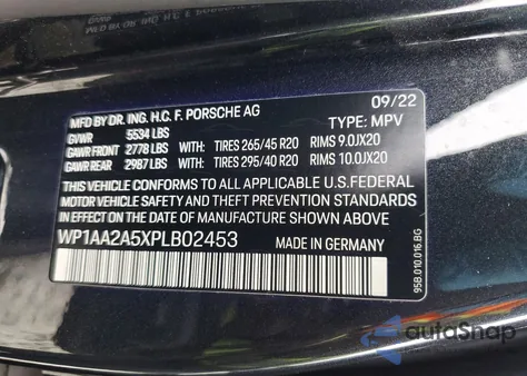 2023 Porsche Macan Base z USA, uszkodzony, nr VIN WP1AA2A5XPLB02453